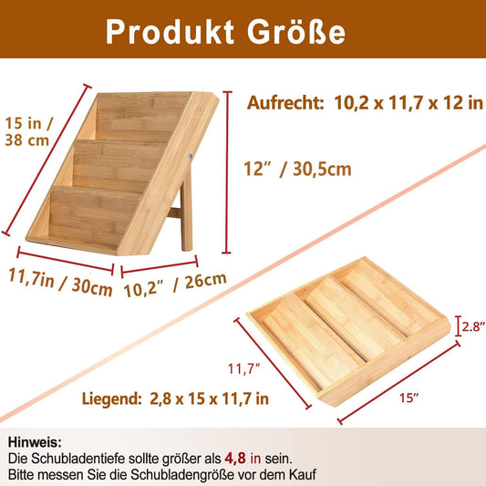 3 Tier Bamboo Spice Rack Countertop Organiser, Natural - main product image