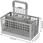 8 Slot Universal Dishwasher Cutlery Basket with Handle, Grey - alternate angle