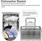 8 Slot Universal Dishwasher Cutlery Basket with Handle, Grey - size and scale view