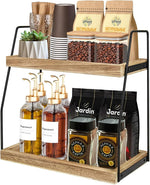 2 - Tier Wooden Coffee Station Rack Organizer, Brown - main product image