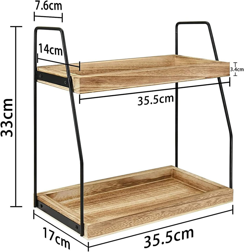 2 - Tier Wooden Coffee Station Rack Organizer, Brown - alternate angle