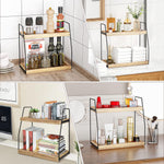 2 - Tier Wooden Coffee Station Rack Organizer, Brown - size and scale view