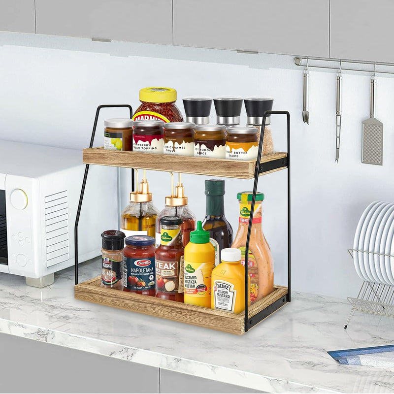 2 - Tier Wooden Coffee Station Rack Organizer, Brown - additional product view