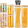 6 Pack Glass Storage Jars with Bamboo Lids for Kitchen Pantry