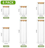 6 Pack Glass Storage Jars with Bamboo Lids for Kitchen Pantry, Natural - alternate angle