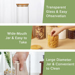 6 Pack Glass Storage Jars with Bamboo Lids for Kitchen Pantry, Natural - detail view
