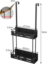 2 Tier Over Door Shower Caddy No Drilling, Black - alternate angle