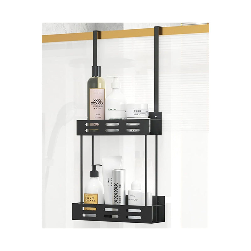 2 Tier Over Door Shower Caddy No Drilling, Black - main product image