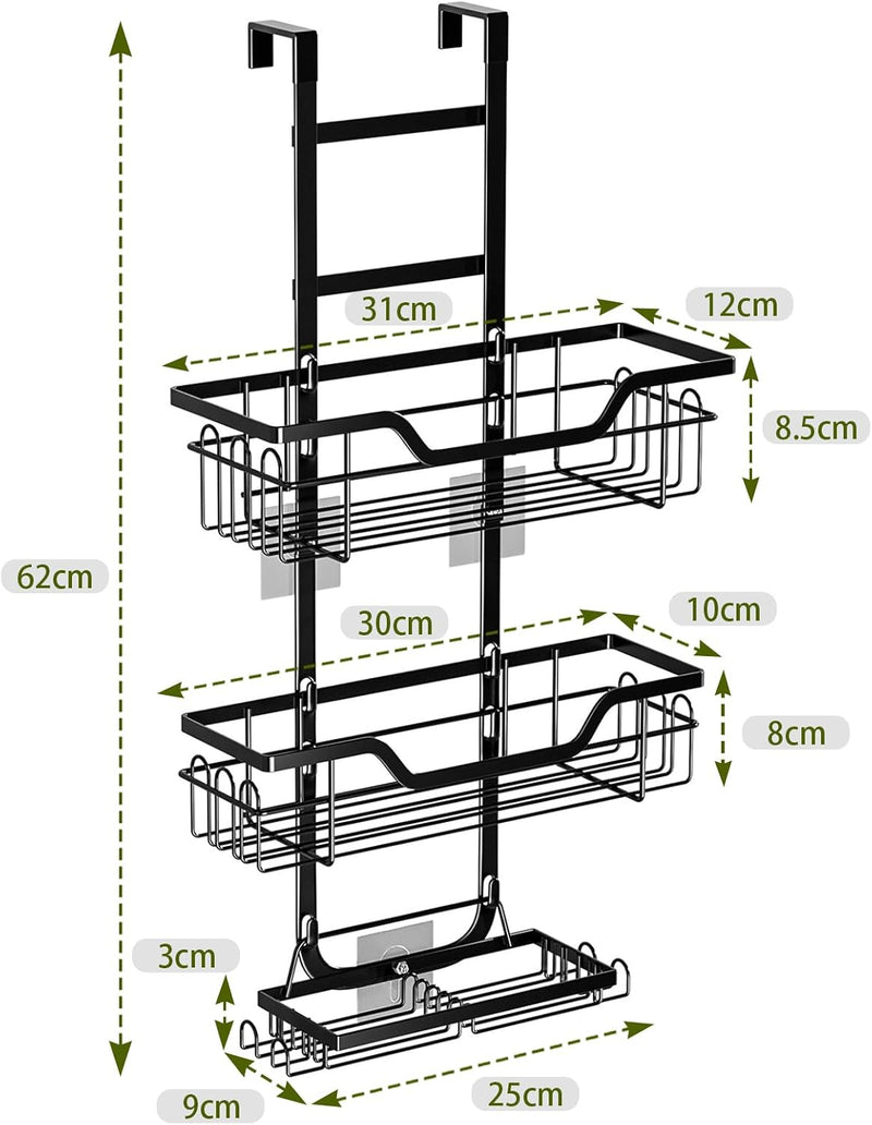 Over Door 3 Tier Shower Caddy Organizer Black - alternate angle
