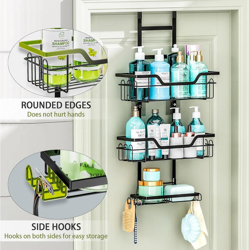 Over Door 3 Tier Shower Caddy Organizer Black
