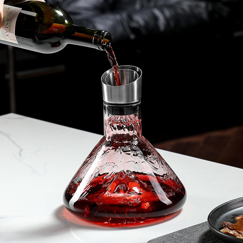 Iceberg Wine Decanter with Aerator Filter and Lid, Natural - alternate angle