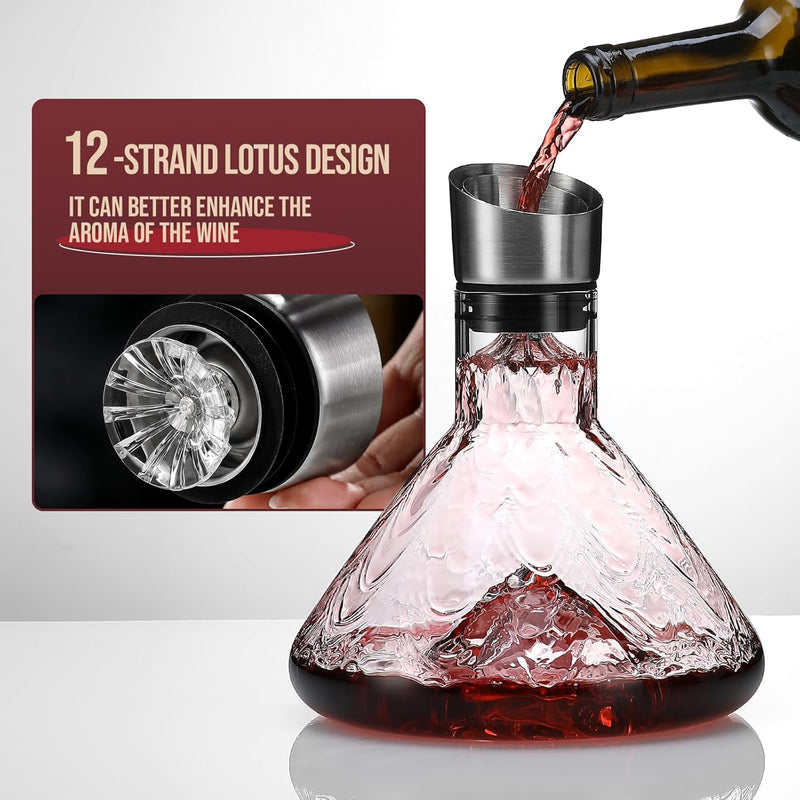 Iceberg Wine Decanter with Aerator Filter and Lid, Natural - additional product view
