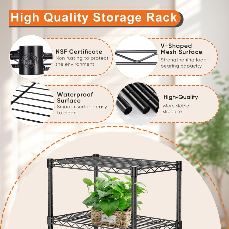 3 Tier Adjustable Metal Storage Shelves Wire Rack Organizer
