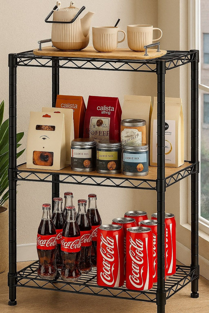 3 Tier Adjustable Metal Storage Shelves Wire Rack Organizer