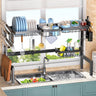 Adjustable Over Sink Dish Drying Rack with Utensil Holder