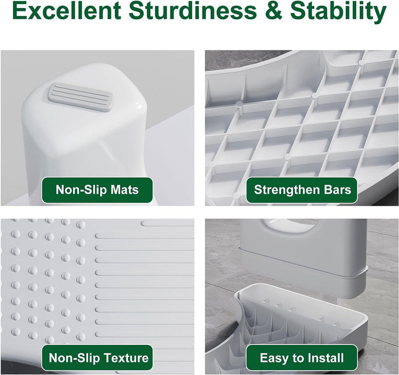 Toilet Squat Stool for Easy Pooping Adults and Kids, Grey - size and scale view