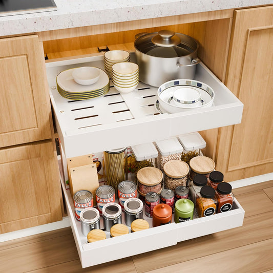 2 Pack Pull Out Cabinet Organiser Expandable Drawers, Grey - main product image