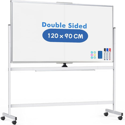 Double Sided Magnetic Whiteboard with Wheels 120x90cm - main product image