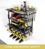 4 Tier Power Tool Rack Organizer Wall Mount, Black - alternate angle