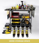 4 Tier Power Tool Rack Organizer Wall Mount, Black - detail view
