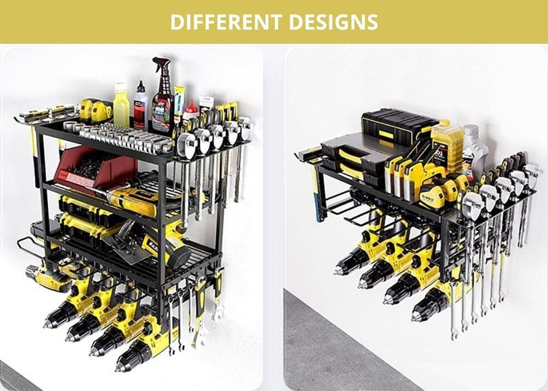 4 Tier Power Tool Rack Organizer Wall Mount, Black - additional product view