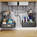 2 Pack Under Sink Organiser with Sliding Drawers - Black - main product image