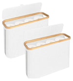 2-Pack Toilet Paper Storage Basket Holds 12 Rolls with Bamboo Lid, White - main product image