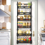 6 Tier Over Door Pantry Organiser with Adjustable Baskets, Black - main product image