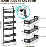6 Tier Over Door Pantry Organiser with Adjustable Baskets, Black - alternate angle