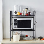 3-Tier Microwave Oven Rack Adjustable Metal Shelf Stand, Black - alternate angle