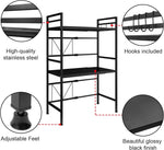 3-Tier Microwave Oven Rack Adjustable Metal Shelf Stand, Black - size and scale view