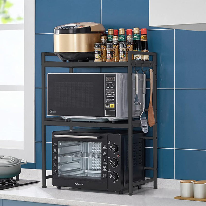 3-Tier Microwave Oven Rack Adjustable Metal Shelf Stand