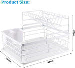 2-Tier Dish Drying Rack with Removable Drip Tray for Kitchen Counter, White - alternate angle