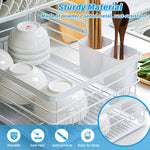 2-Tier Dish Drying Rack with Removable Drip Tray for Kitchen Counter, White - size and scale view