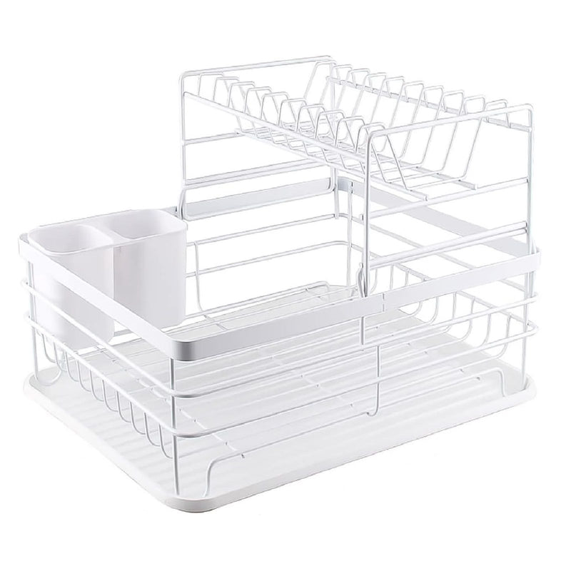 2-Tier Dish Drying Rack with Removable Drip Tray for Kitchen Counter