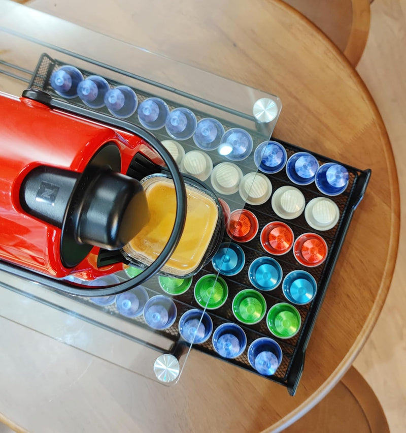 Coffee Pod Holder Drawer with Tempered Glass Top