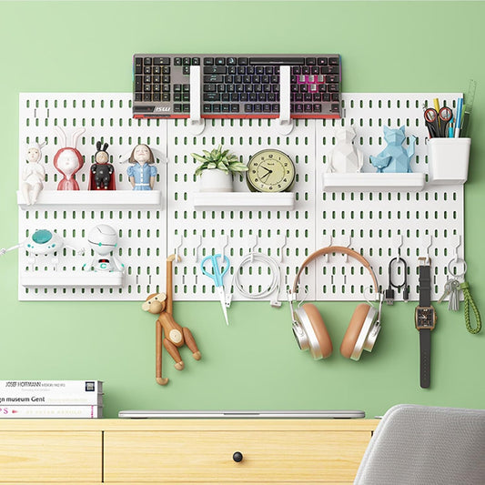 Modular Pegboard Wall Organiser Kit with 3 Panels and 17 Accessories - White - main product image