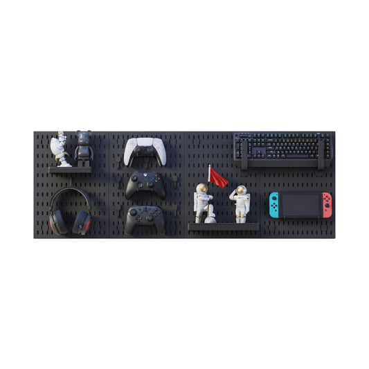Pegboard Wall Organiser Kit with 4 Modular Panels and 19 Accessories - Black - main product image