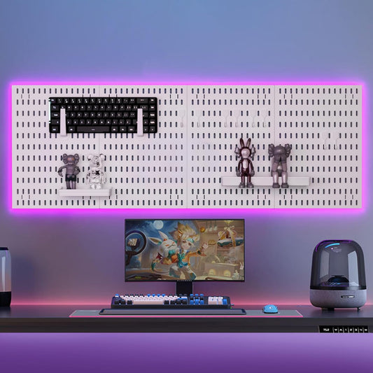 Pegboard Wall Organiser Kit with 4 Modular Panels and 19 Accessories - White - main product image