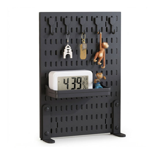 Desk Pegboard Organiser Kit with Hooks - Tray & Mount for Home Office and Gaming Setup - Black - main product image