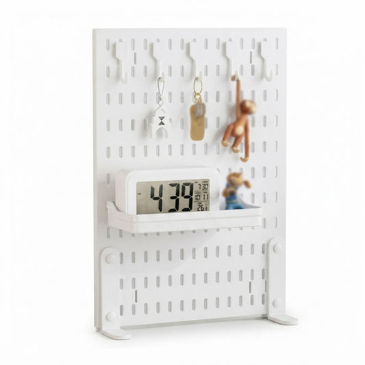 Desk Pegboard Organiser Kit with Hooks - Tray & Mount for Home Office and Gaming Setup - White - main product image