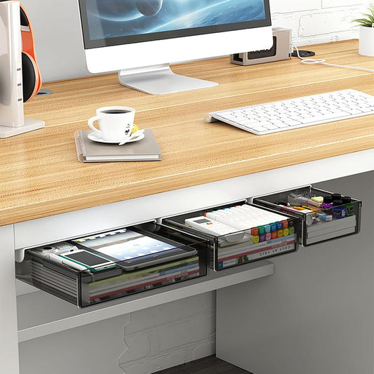 Under Desk Storage Drawers - 3-Pack Pull Out Organizers for Home or Office, Black - main product image
