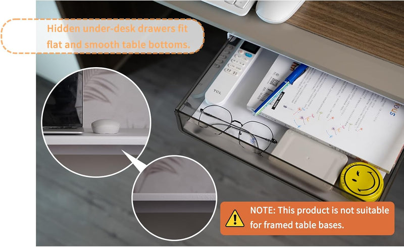 Under Desk Storage Drawers - 3-Pack Pull Out Organizers for Home or Office, Black - additional product view