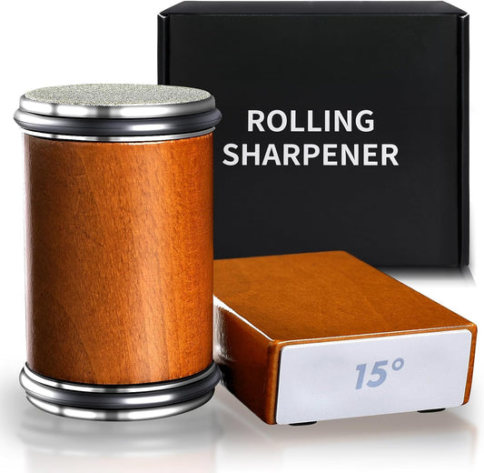 Rolling Knife Sharpener with Dual Angle System, Brown - main product image