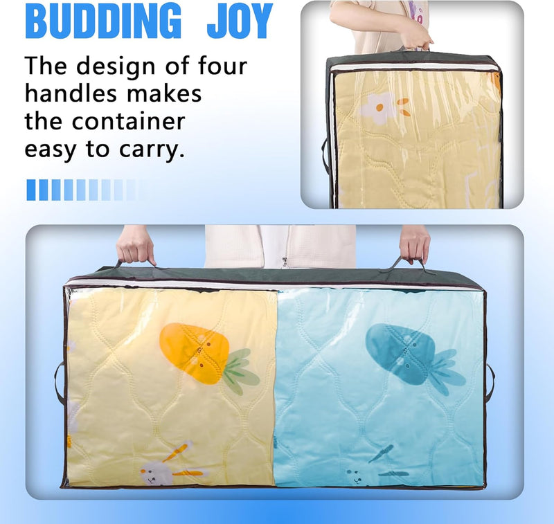 4 Pack Underbed Storage Bins with 90L Capacity for Blankets & Towels