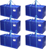 6-Pack Large Moving Storage Bags with Zippers and Handles, Blue - main product image