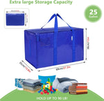 6-Pack Large Moving Storage Bags with Zippers and Handles, Blue - detail view