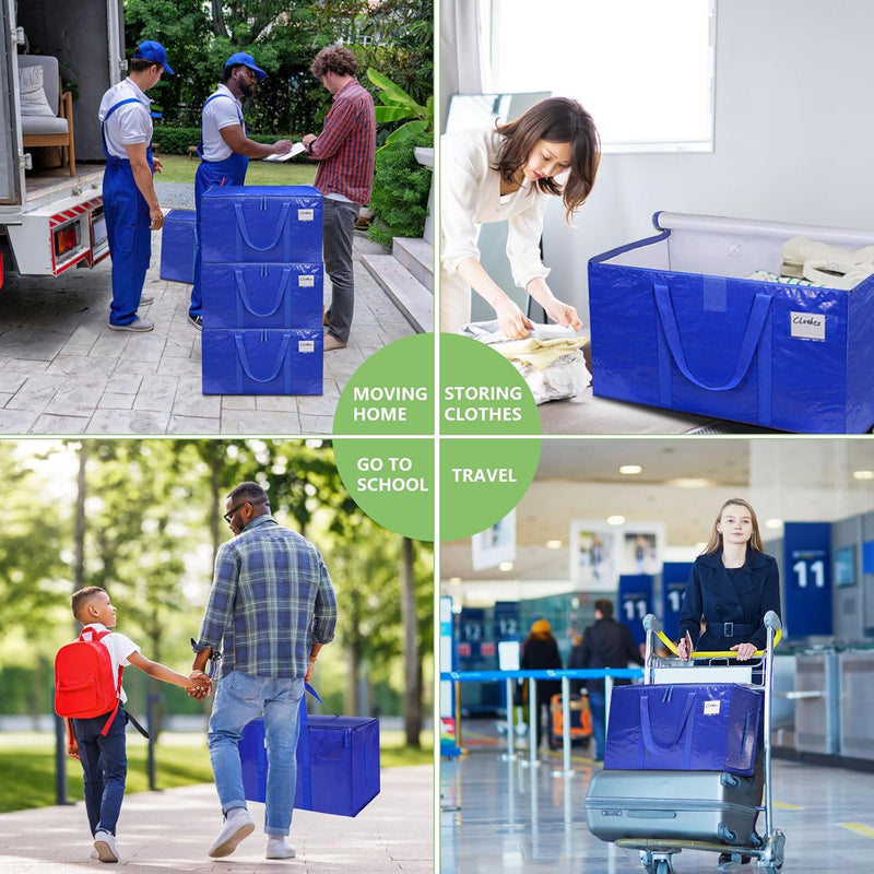 6-Pack Large Moving Storage Bags with Zippers & Handles