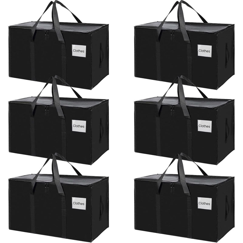 6-Pack Large Moving Storage Bags with Zippers & Handles