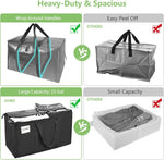 6-Pack Large Moving Storage Bags with Zippers and Handles, Black - detail view
